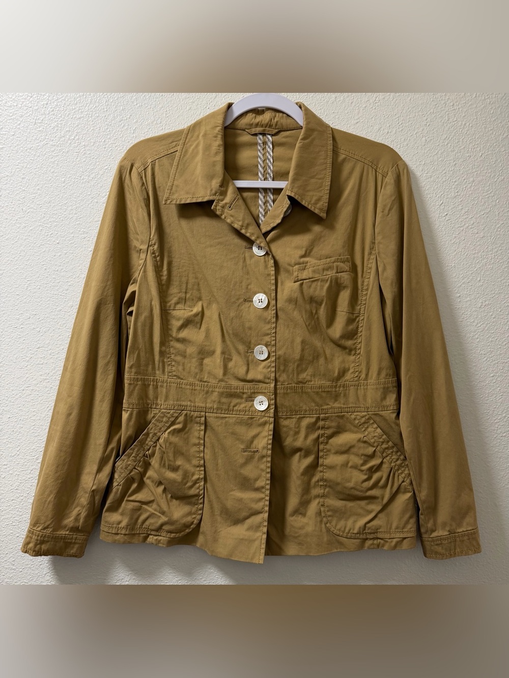 Bogner Field Utility Jacket Button Pockets Lightweight Stretch Khaki Womens 12